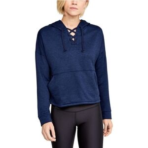 Under Armour Sweatshirt Womens L Cross Town Hoodie Navy Athleisure Casual EUC